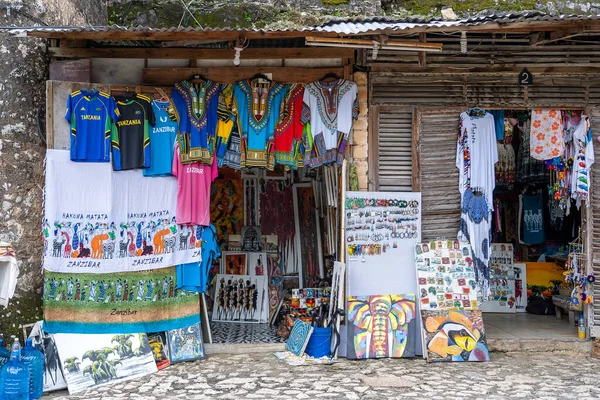 Занзибар Танзания Ноября 2019 Года Вид Африканский Магазин Одежды Сувениров — стоковое фото