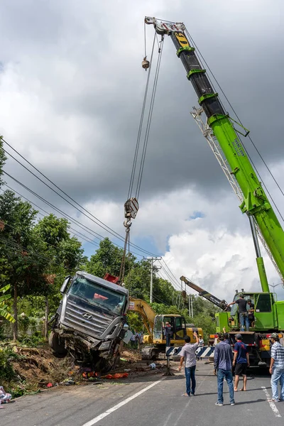 Phu Quoc Vietnam Maj 2020 Stor Lastbil Skadad Olyckan Vägen — Stockfoto