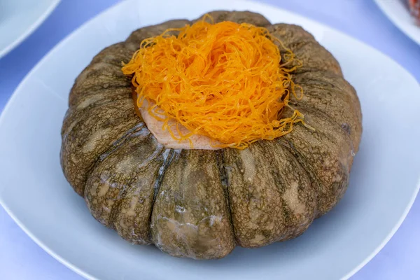 Тыквенный Заварной Крем Тайский Традиционный Десерт Смешайте Яйца Сахаром Кокосовым — стоковое фото