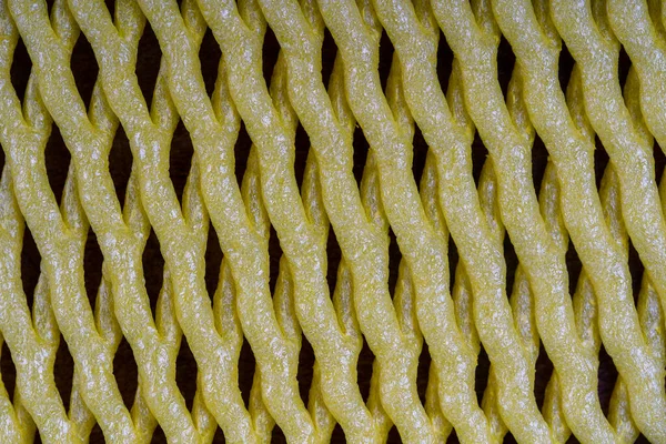 Fondo Abstracto Textura Malla Plástico Amarillo Para Almacenamiento Frutas Cerca — Foto de Stock