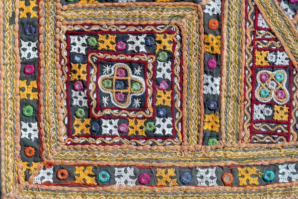 Detail Old Colorful Patchwork Carpet Close — Stock Photo, Image