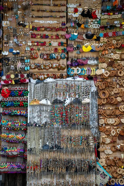 Colorful Handmade Earrings Sale Tourists Street Market Hoi Old Town — Stock Photo, Image