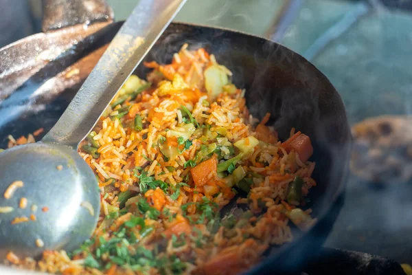 Υγιεινά Vegan Τρόφιμα Πιλάφι Λαχανικών Biryani Από Την Ινδική Κουζίνα — Φωτογραφία Αρχείου