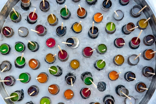 Straße Thailändisches Essen Verkäufer Bereitet Dessert Aus Gefrorenen Fruchtgetränken Das — Stockfoto