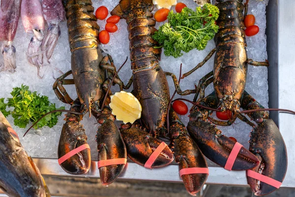 Sea Fresh Lobster Street Market Thailand Seafood Concept Raw Lobster — Stock Photo, Image