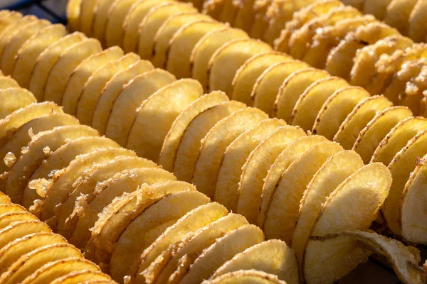 Comida Insalubre Batatas Fritas Cozinha Comida Rua Deleite Fritando Gordura — Fotografia de Stock