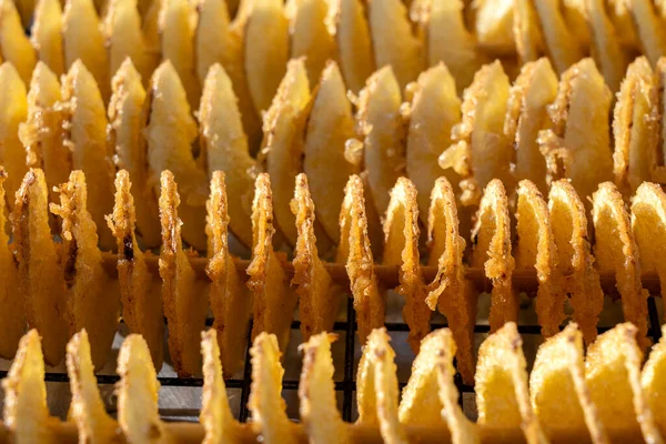 Niezdrowe Jedzenie Gotowanie Chipsów Ziemniaczanych Uliczne Jedzenie Uczta Smażenie Tłuszczu — Zdjęcie stockowe