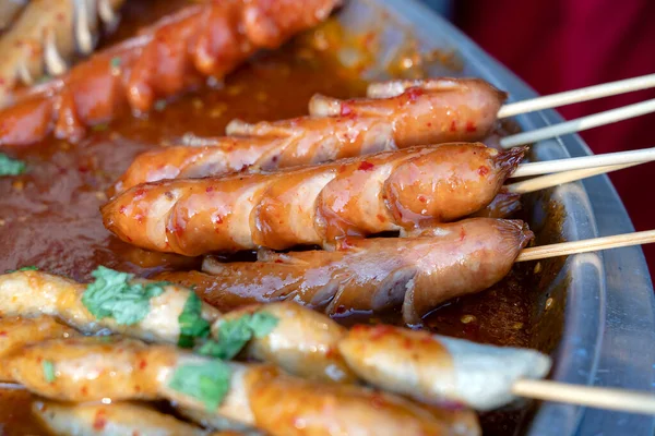 Cibo Fritto Con Bastoncini Cibo Stile Thailandese Street Food Bangkok — Foto Stock