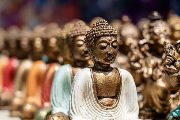 Buddha Statue Figures Souvenir Display Sale Street Market Ubud Bali — Stock Photo, Image