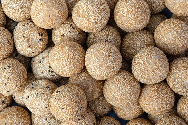 Coconut Rice Balls Sesame Seeds Traditional Thai Dessert Made Rice — Stock Photo, Image