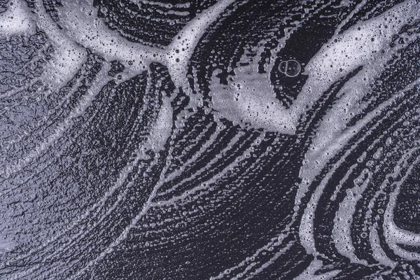 Abstraktní Pěnová Textura Černém Pozadí Mýdlová Pěna Bubliny Abstraktní Tmavé — Stock fotografie