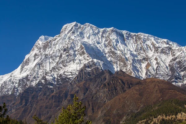 Pico Montaña Región Annapurna Nepal Amanecer Las Montañas Hermoso Paisaje — Foto de Stock