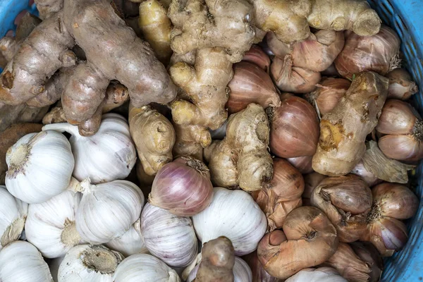 Dry Garlic Onion Ginger Sale Street Food Market Old Town — Stock Photo, Image