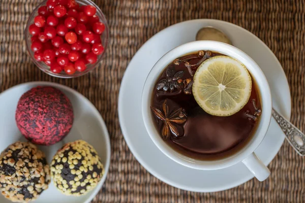 Spice Tea Consisting Cinnamon Black Pepper Cardamom Star Anise Lemon — Stock Photo, Image