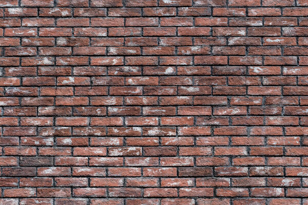 Background of old vintage red brick wall texture, close up