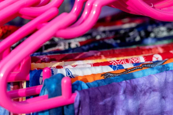 Colorful Summer Clothes Hangers Sale Local Street Market Thailand Close — Stock Photo, Image