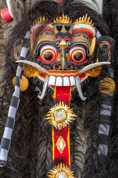 Traditional Balinese Barong Mask Street Ceremony Ubud Island Bali Indonesia — Stock Photo, Image