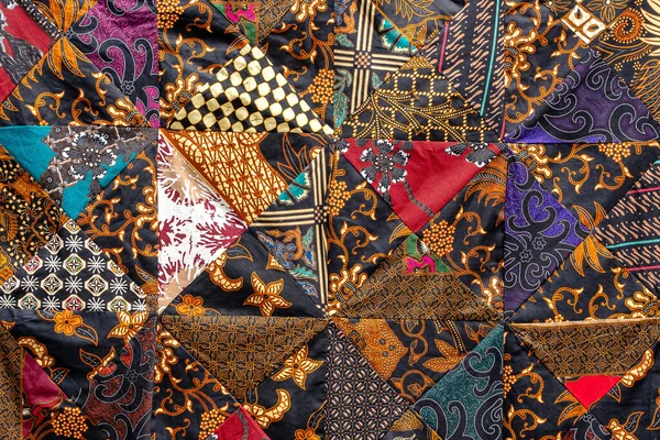 Detail Patchwork Quilt Street Market Bali Island Ubud Indonesia Close — Stock Photo, Image