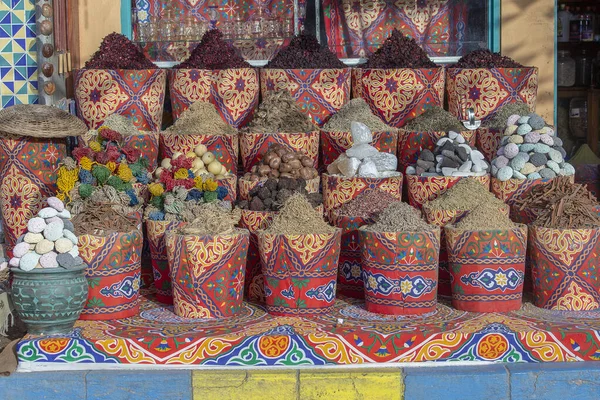 Bazar Especias Tradicionales Con Hierbas Especias Para Venta Los Turistas — Foto de Stock