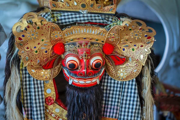 Traditional Balinese Barong Mask Street Ceremony Ubud Island Bali Indonesia — Stock Photo, Image