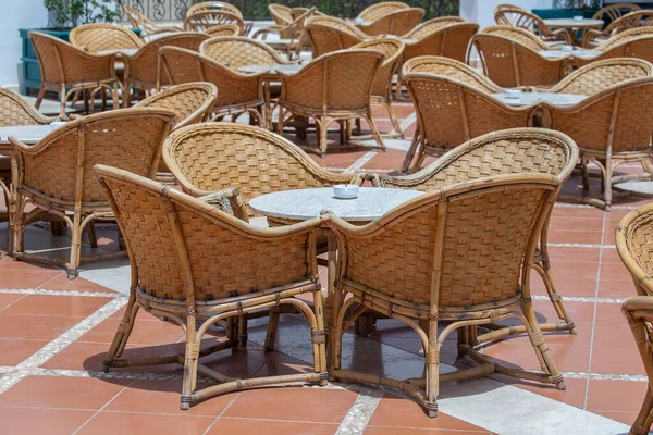 Rotan Tafel Stoelen Strand Cafe Aan Rode Zee Sharm Sheikh — Stockfoto