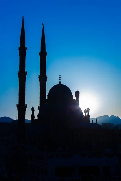 Mosquée Silhouette Sahaba Heure Coucher Soleil Charm Cheikh Égypte Architecture — Photo