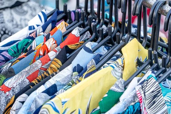 Colorful Summer Shirts Hangers Sale Local Street Market Thailand Close — Stock Photo, Image