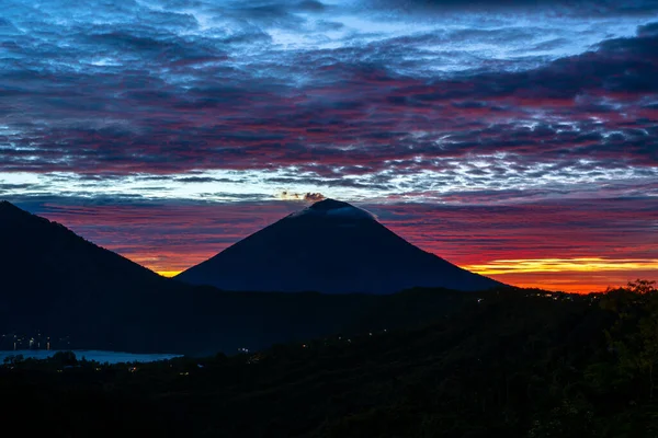 Scenica Alba Vulcano Batur Agung Kintamani Isola Bali Indonesia Vista — Foto Stock