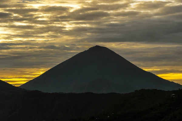 Malerischer Sonnenaufgang Batur Und Agung Vulkan Kintamani Insel Bali Indonesien — Stockfoto