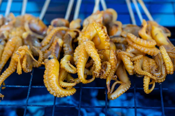 Calamares Parrilla Para Venta Mercado Callejero Alimentos Isla Koh Phangan — Foto de Stock
