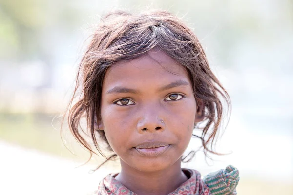 Himalayan Mountains Annapurna Region Nepal October 2016 Portrait Poor Girl — Stock Photo, Image