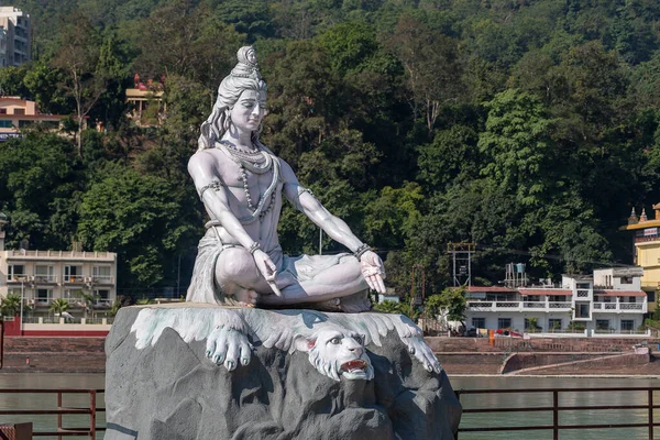 Rishikesh India November 2018 Statue Shiva Hindu Idol Ganges River — стокове фото