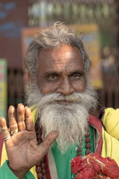 Rishikesh Inde Novembre 2018 Portrait Saint Homme Hindou Sadhu Assis — Photo