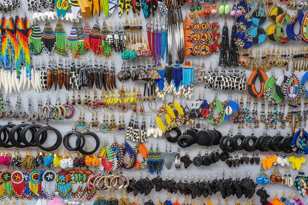 Tribal Masai Colorful Earrings Sale Tourists Beach Market Close Island — Stock Photo, Image