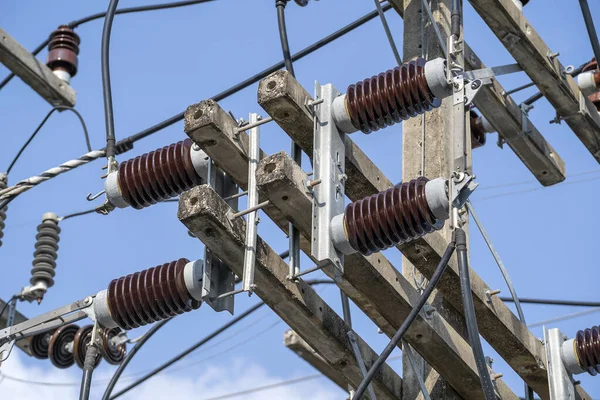 High Voltage Electrical Insulation Power Substation Close — Stock Photo, Image