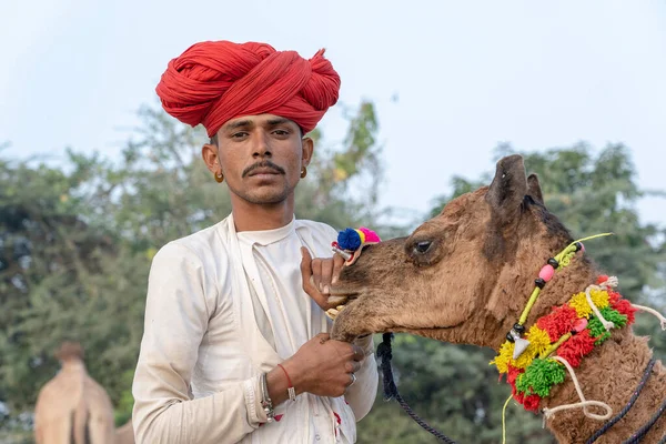 Pushkar Indien November 2018 Indischer Mann Der Wüste Thar Während — Stockfoto