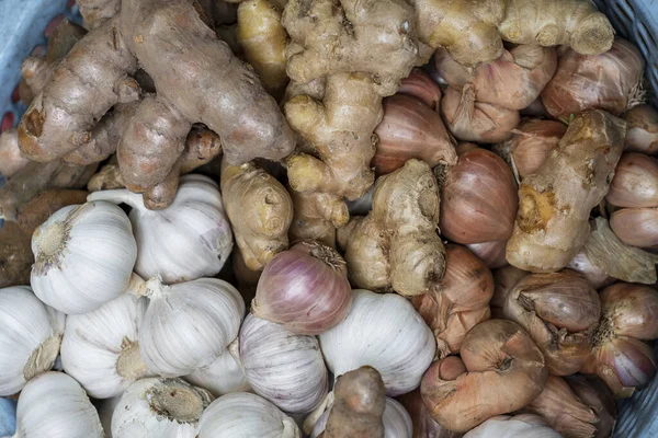 Dry Garlic Onion Ginger Sale Street Food Market Old Town — Stock Photo, Image
