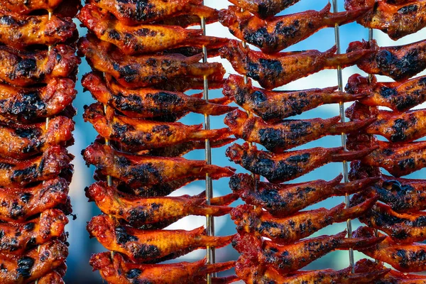 Asas Frango Fritas Mercado Comida Rua Kota Kinabalu Ilha Bornéu — Fotografia de Stock