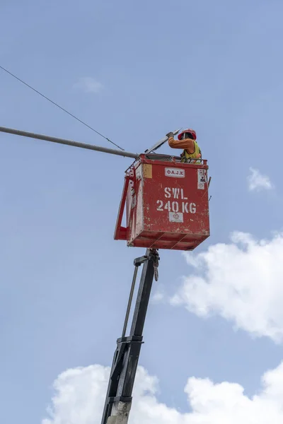 Singapura Cingapura Fevereiro 2020 Trabalhador Migrante Canteiro Obras Centro Cidade — Fotografia de Stock