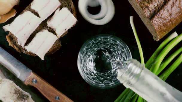 Slow motion wodka op Russische tradities — Stockvideo