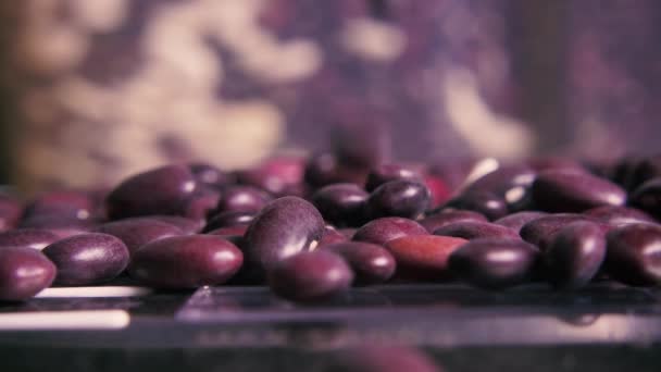 慢红干豆落在一堆特写上 — 图库视频影像