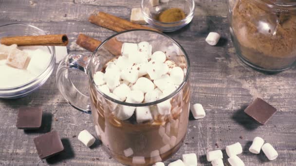 뜨거운 초콜릿 음료의 슬로우 모션 준비 — 비디오