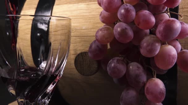 Mouvement lent verser le vin dans un verre de cristal fermer — Video