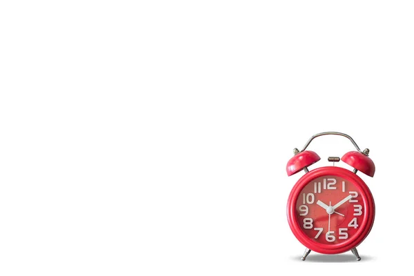 Red Alarm Clock Isolated White Background Copy Space Any Design — Stock Photo, Image