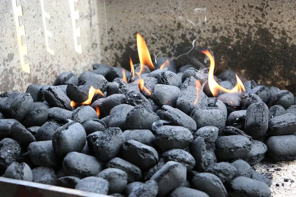 Hořící Uhlí Grilu — Stock fotografie
