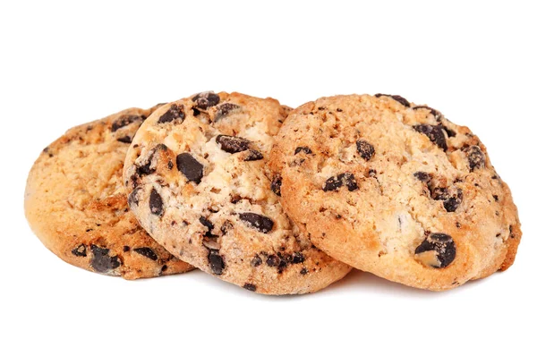 Lahodných Cookies Čokoládou Izolované Bílém — Stock fotografie