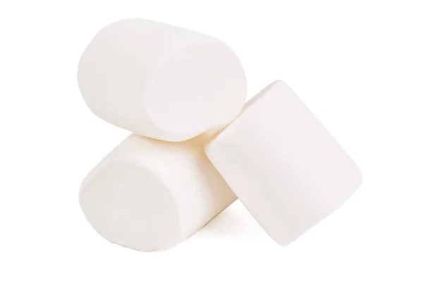 Tre Dolci Marshmallow Isolati Bianco — Foto Stock