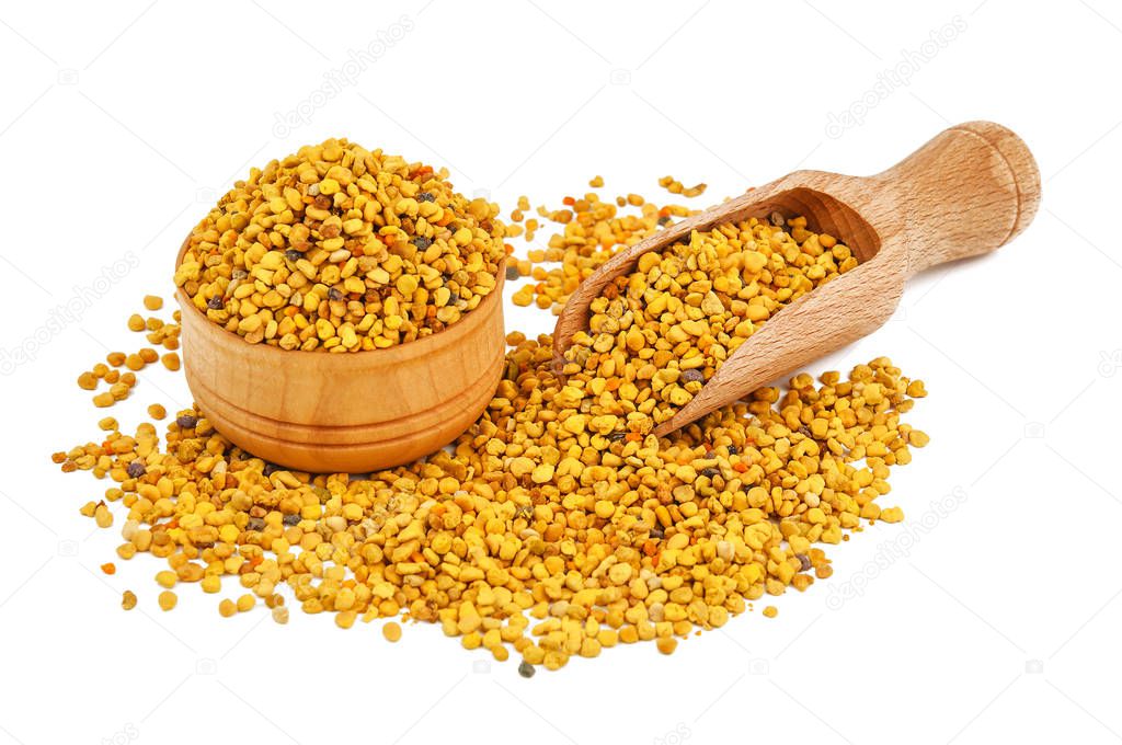 healthy bee pollen isolated on white