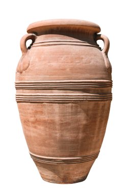 Eski kil amphora üzerinde beyaz izole