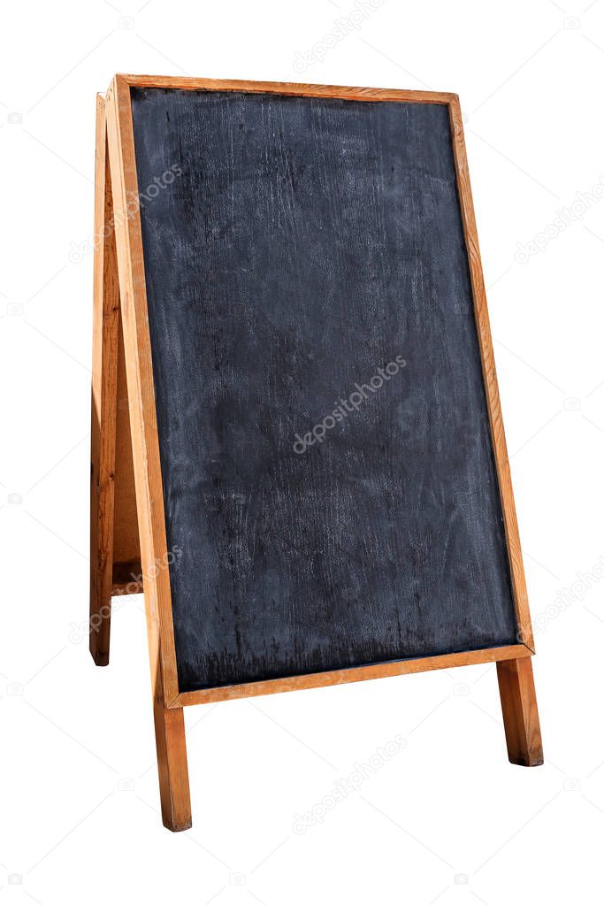 Wooden menu board (chalkboard) isolated on white